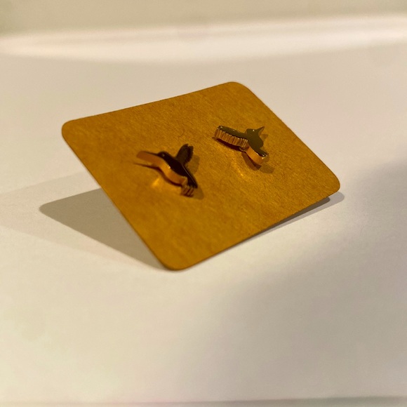 New Dainty Gold Hummingbird Earrings - Picture 3 of 4